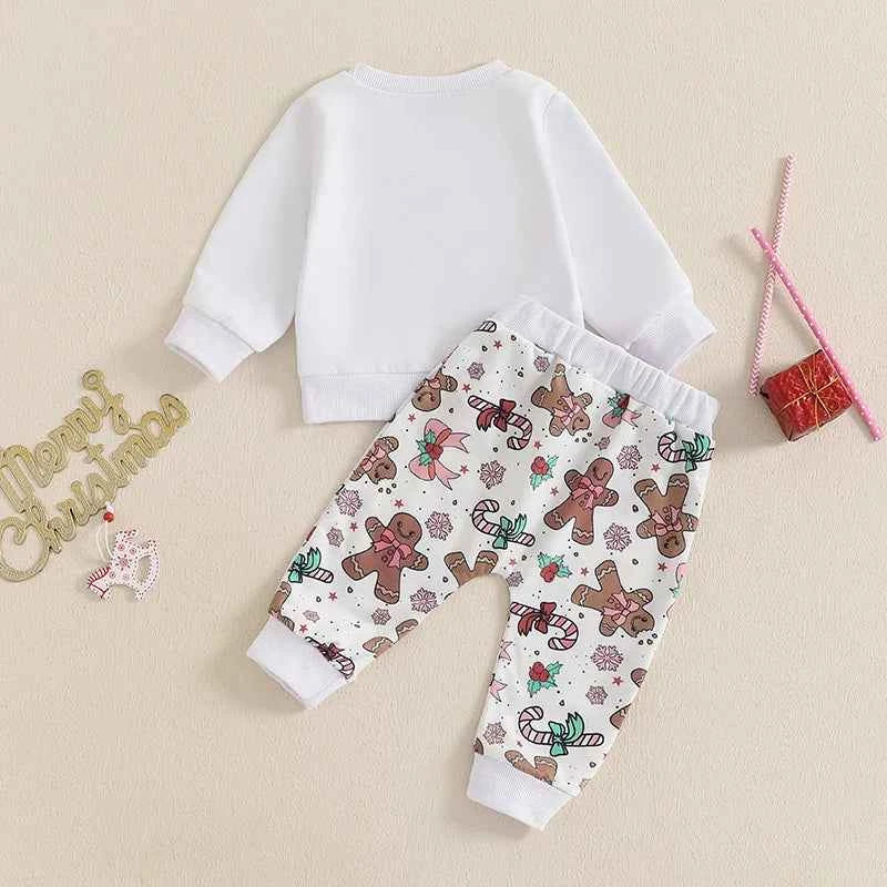 Toddler Christmas Outfit – Sweatshirt & Gingerbread Pants Set