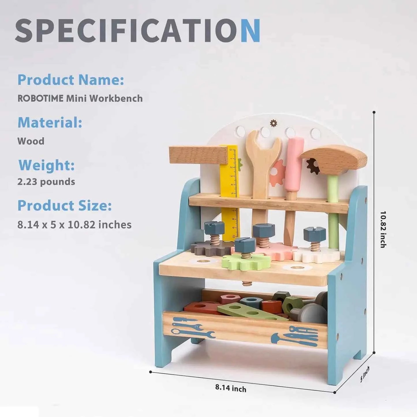 Mini Wooden Tool Bench Set – Kids’ Construction & Pretend Play Educational Toy