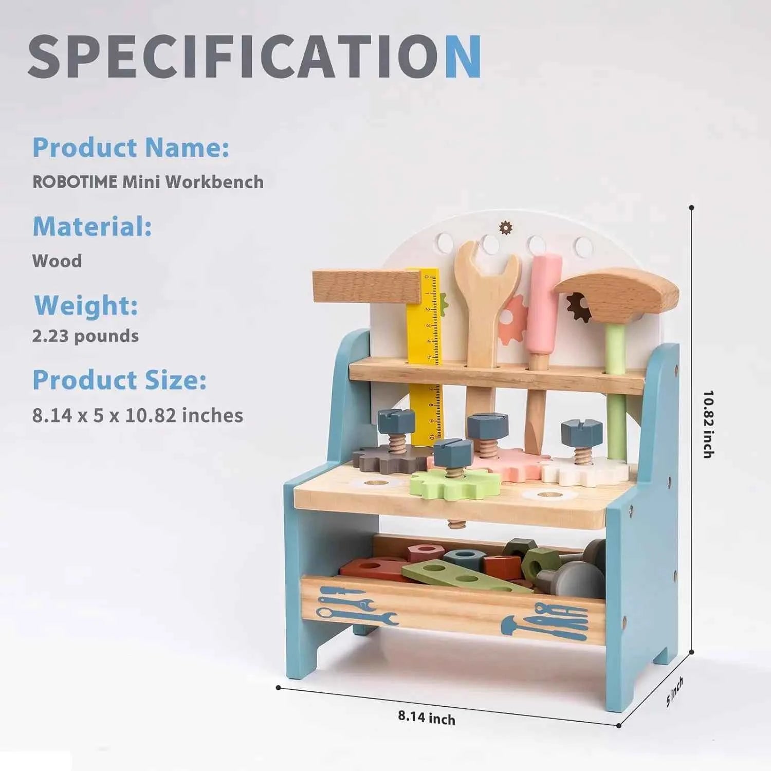 Mini Wooden Tool Bench Set – Kids’ Construction & Pretend Play Educational Toy