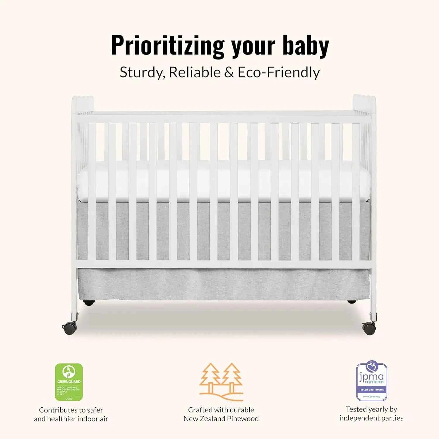 3-in-1 Convertible Baby Crib White Full-Size with 4 Adjustable Mattress Heights and Daybed Conversion