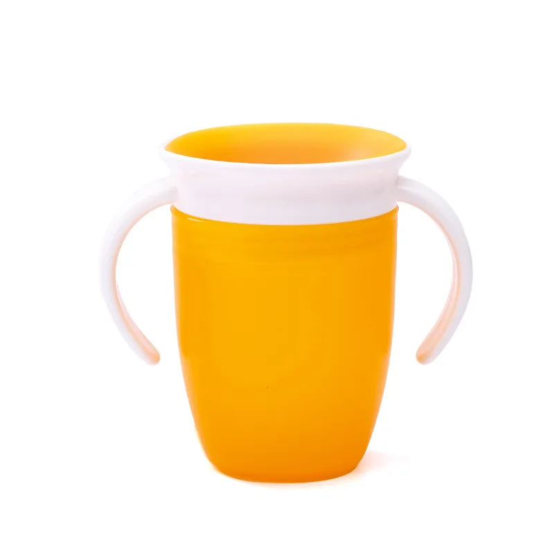 360° Rotatable Baby Drinking Cup – Leakproof Silicone Bottle with Double Handles & Flip Lid