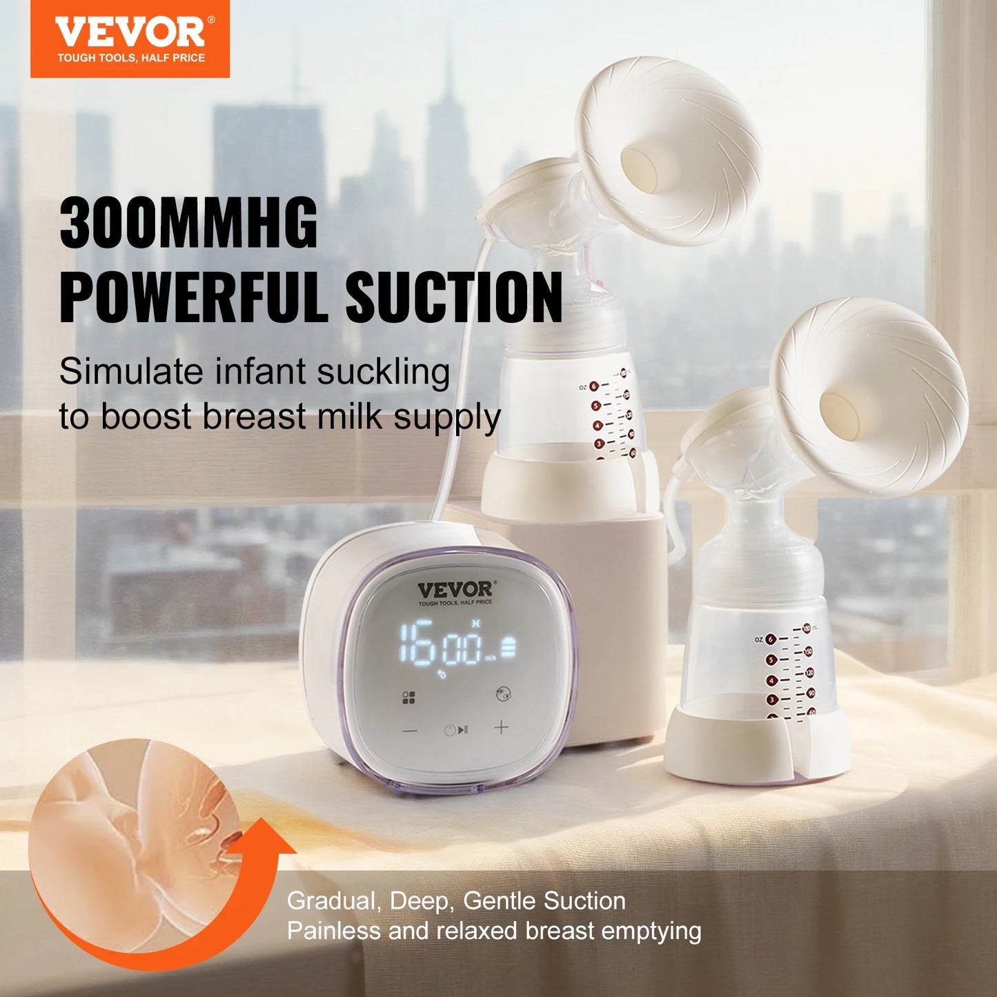 Double Electric Breast Pump – Portable Rechargeable Pump with LED Display & Anti-Backflow