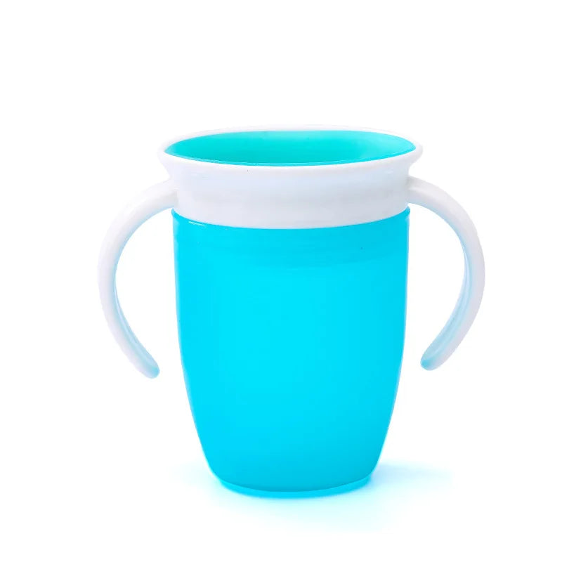 360° Rotatable Baby Drinking Cup – Leakproof Silicone Bottle with Double Handles & Flip Lid
