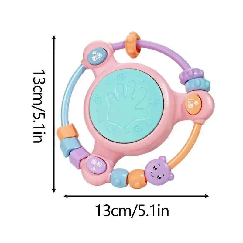 Hand Drum Beaded Rattle Shaker – Light-Up Sensory Educational Toy for Early Learning