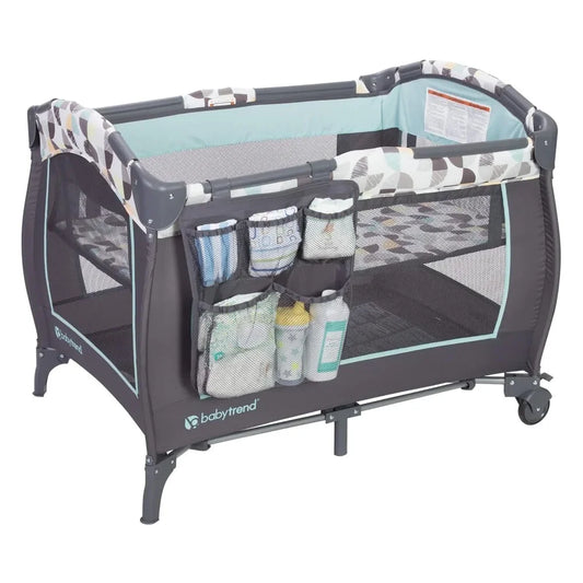 Portable Baby Crib and Play Yard | Compact Newborn Nursery Center with Bassinet, Parent Organizer, Travel Bag | Pack and Play for Infant and Toddler