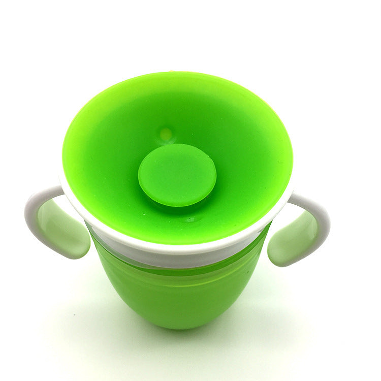 360° Rotatable Baby Drinking Cup – Leakproof Silicone Bottle with Double Handles & Flip Lid