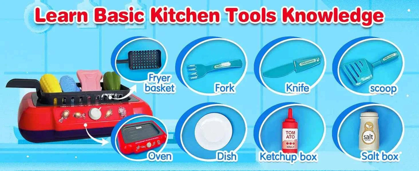 Color Changing Kids Food Fryer Pretend Play Toys for kids 3 - Gourmet Cooking Box toys