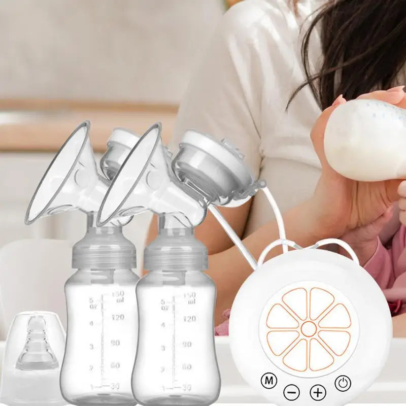 Electric Breastfeeding Pump – Portable Double Milk Extraction Pump with 2 Bottles & Multiple Modes for Home Use - Haven's Heaven Boutique