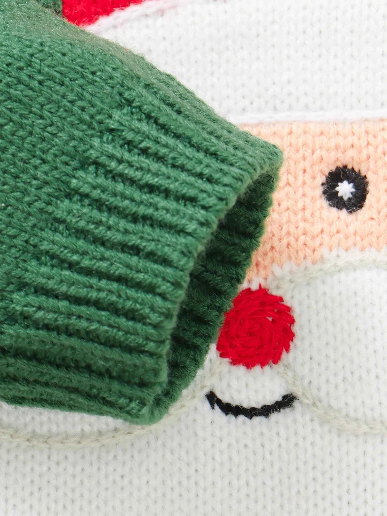 Kids Christmas Sweater – Long Sleeve Crew Neck Santa Claus & Elk Winter Sweater