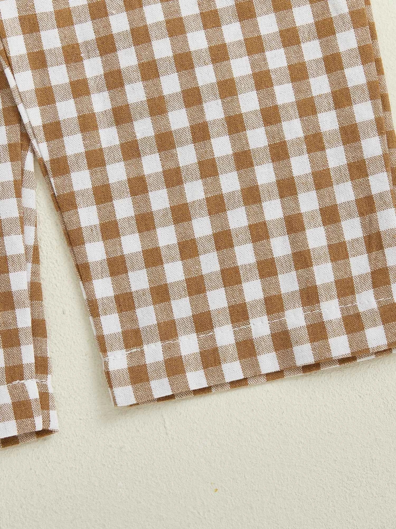 Thanksgiving Outfit – Pumpkin Turkey Sweatshirt & Plaid Elastic Waist Pants Set