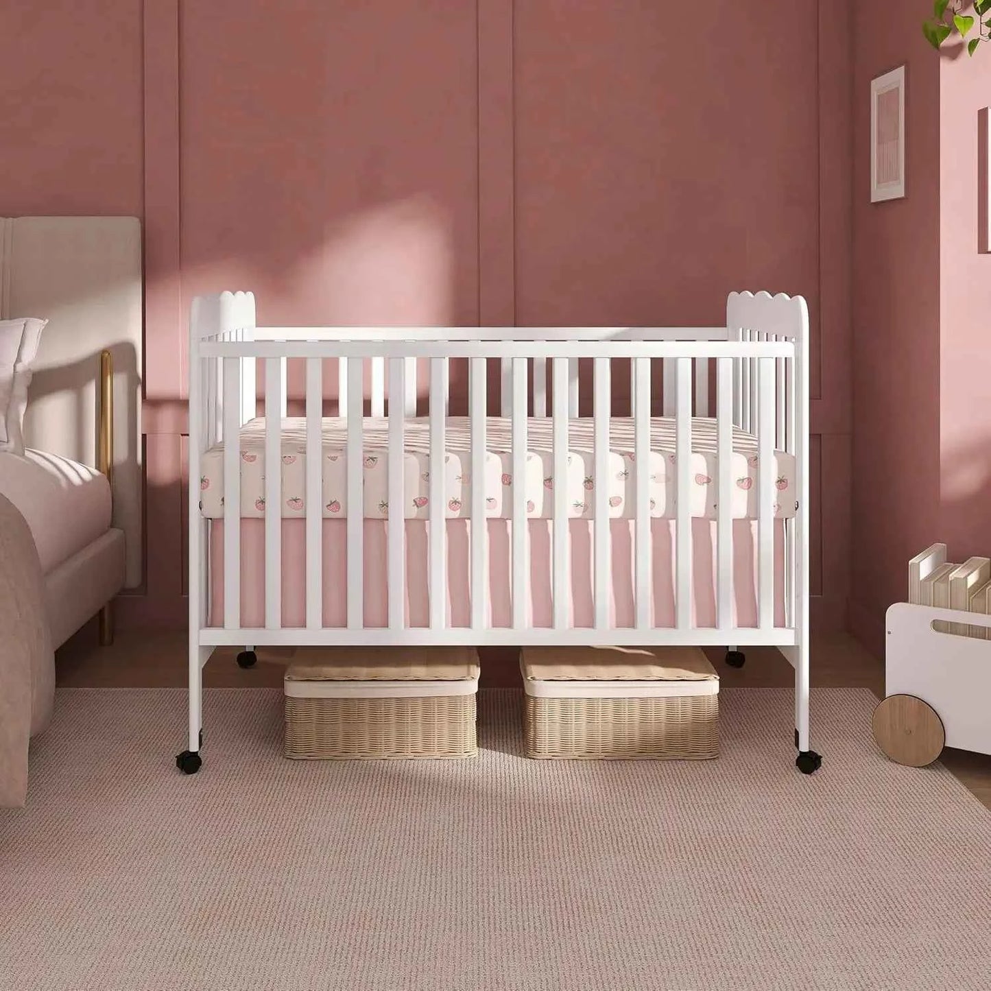 3-in-1 Convertible Baby Crib White Full-Size with 4 Adjustable Mattress Heights and Daybed Conversion