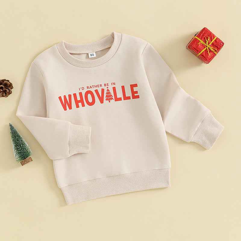 Toddler Christmas T-Shirt – Letter Print Long Sleeve Pullover Sweatshirt