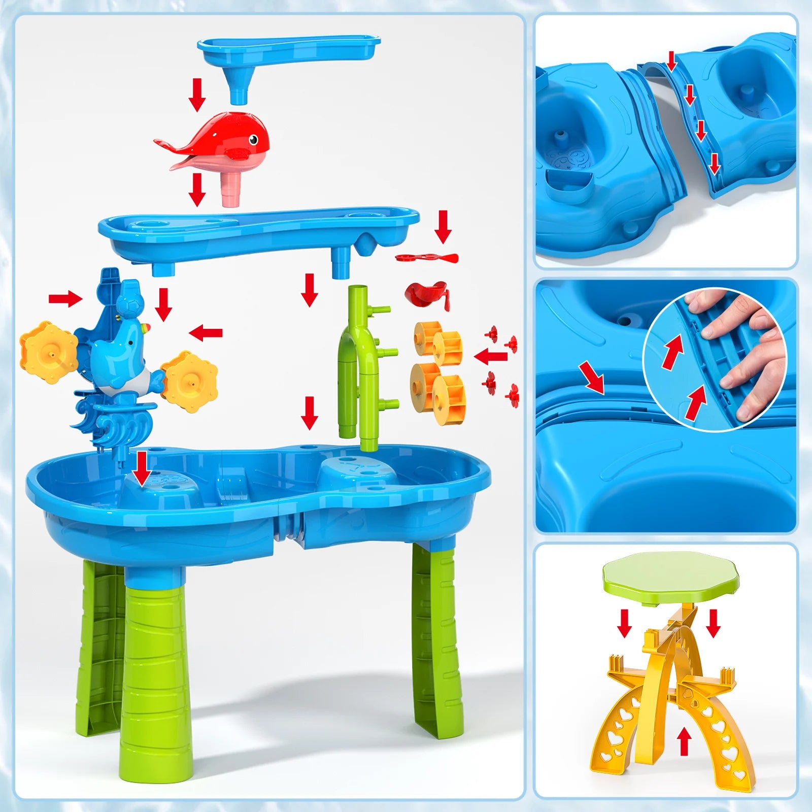 Kids Outdoor Sand and Water Play Table – Sensory Toy with Funnel & Shovel Tools for Ages 3-8 - Haven's Heaven Boutique