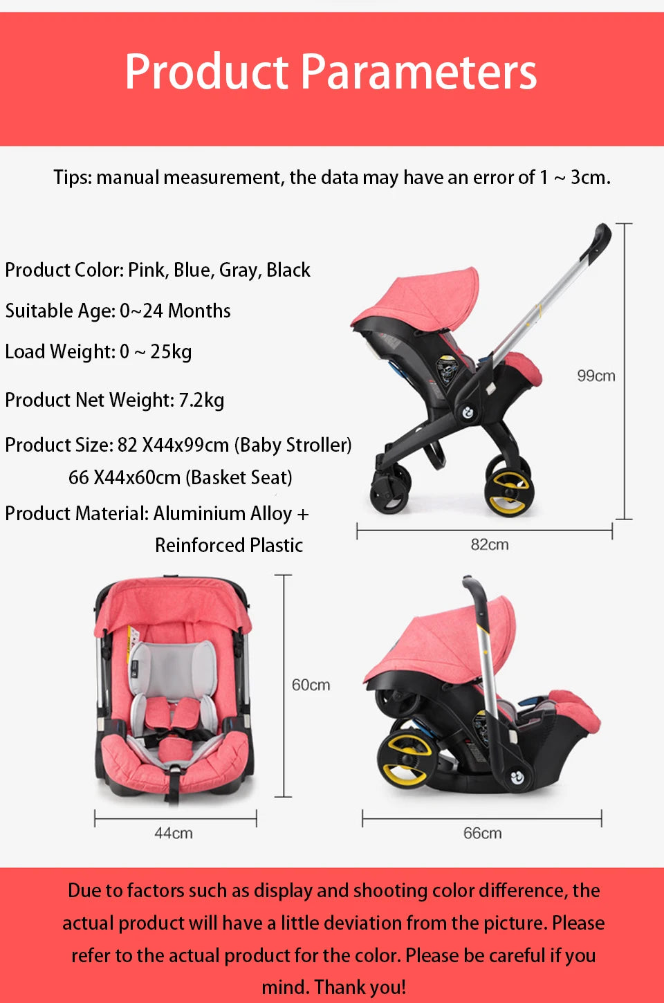 3-in-1 Baby Stroller with Car Seat – Multifunctional Travel System for Newborns & Infants
