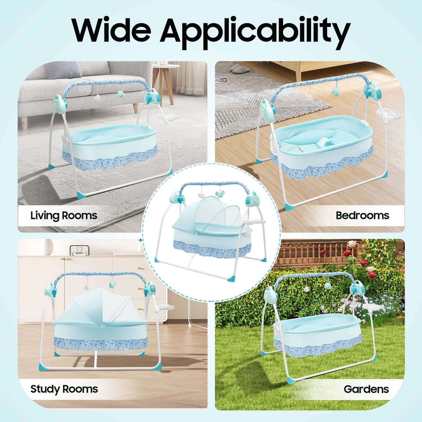 Havens Heaven Automatic Baby Swing – Infant Cradle with Music & Mosquito Net