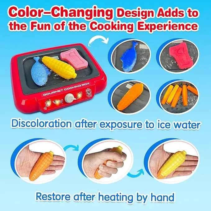 Color Changing Kids Food Fryer Pretend Play Toys for kids 3 - Gourmet Cooking Box toys