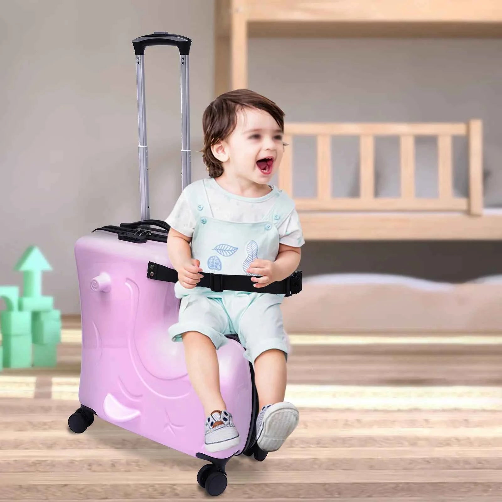 Kids Ride-On Horse Suitcase 20” Spinner Luggage – Hard Shell Rolling Travel Case with Wheels, Carry-On for Toddlers Ages 3–6