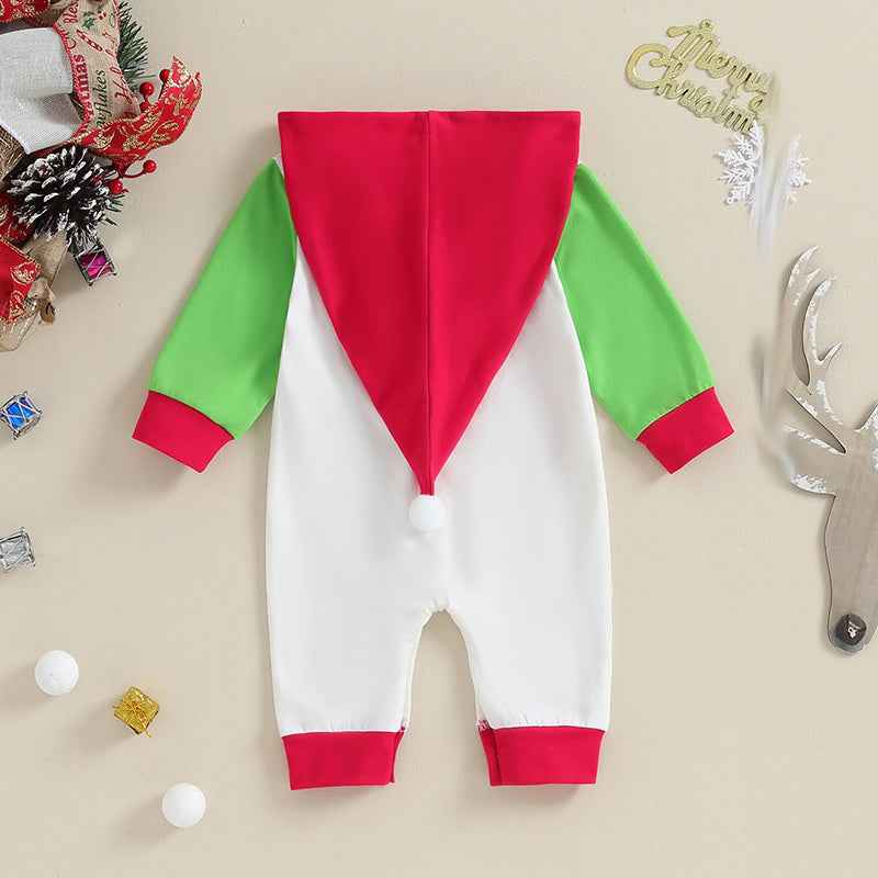 My First Christmas Romper Hoodie Jumpsuit – Baby Christmas Outfit 0-18M