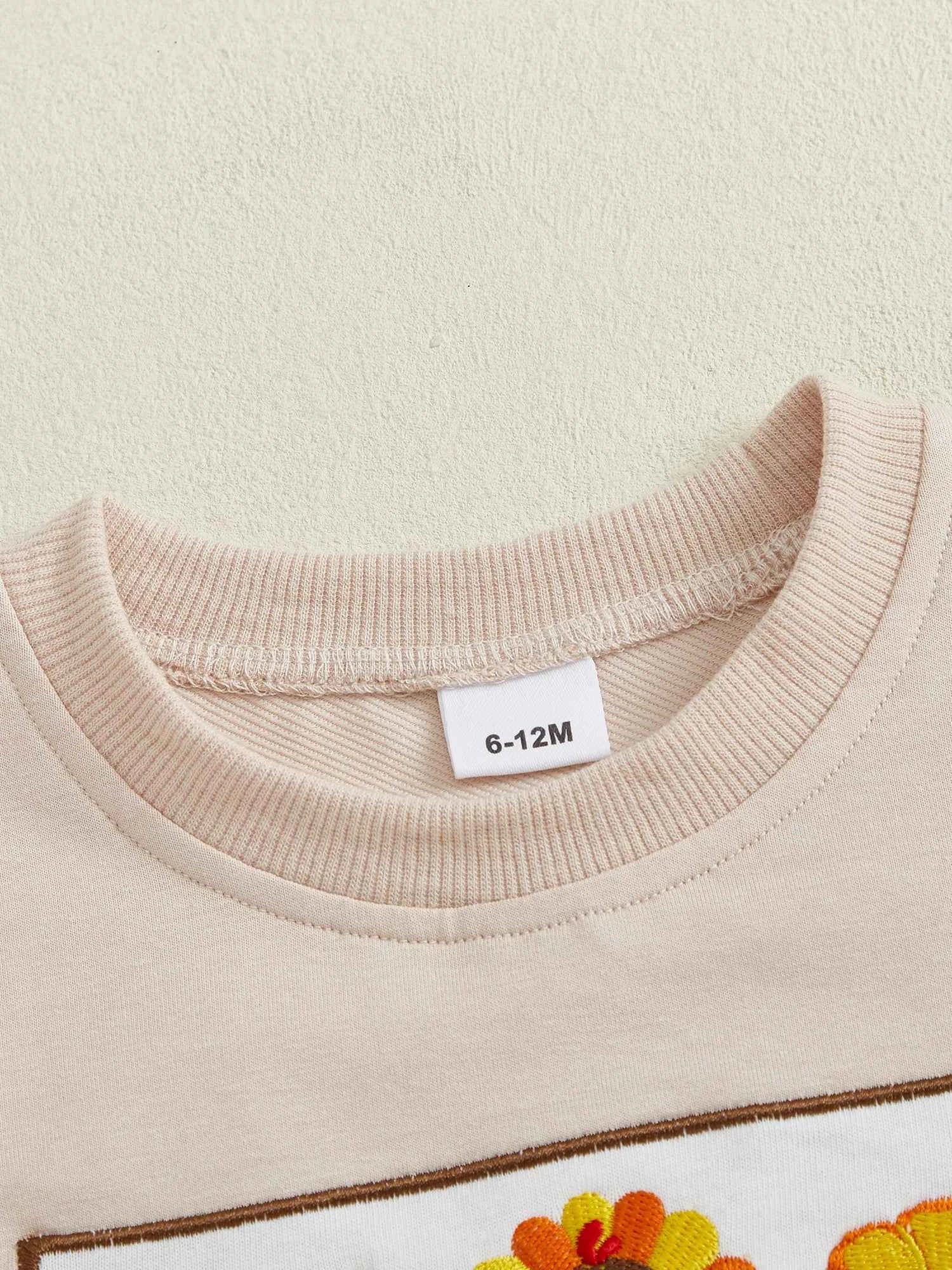 Thanksgiving Outfit – Pumpkin Turkey Sweatshirt & Plaid Elastic Waist Pants Set