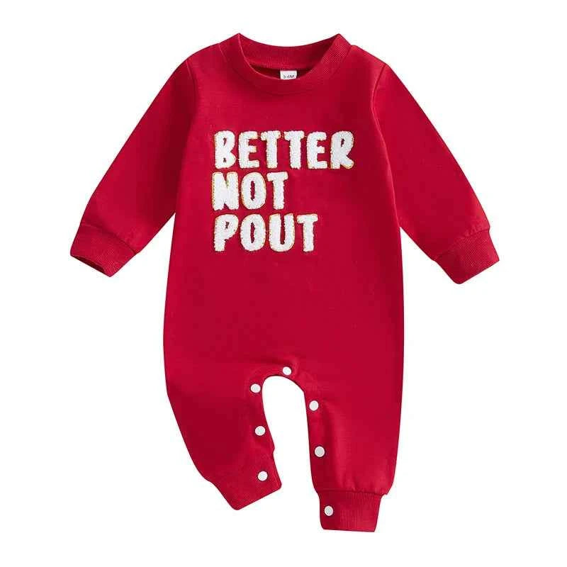 Christmas Infant Baby Jumpsuit – Letter Embroidered Long Sleeve Romper (0-18M)