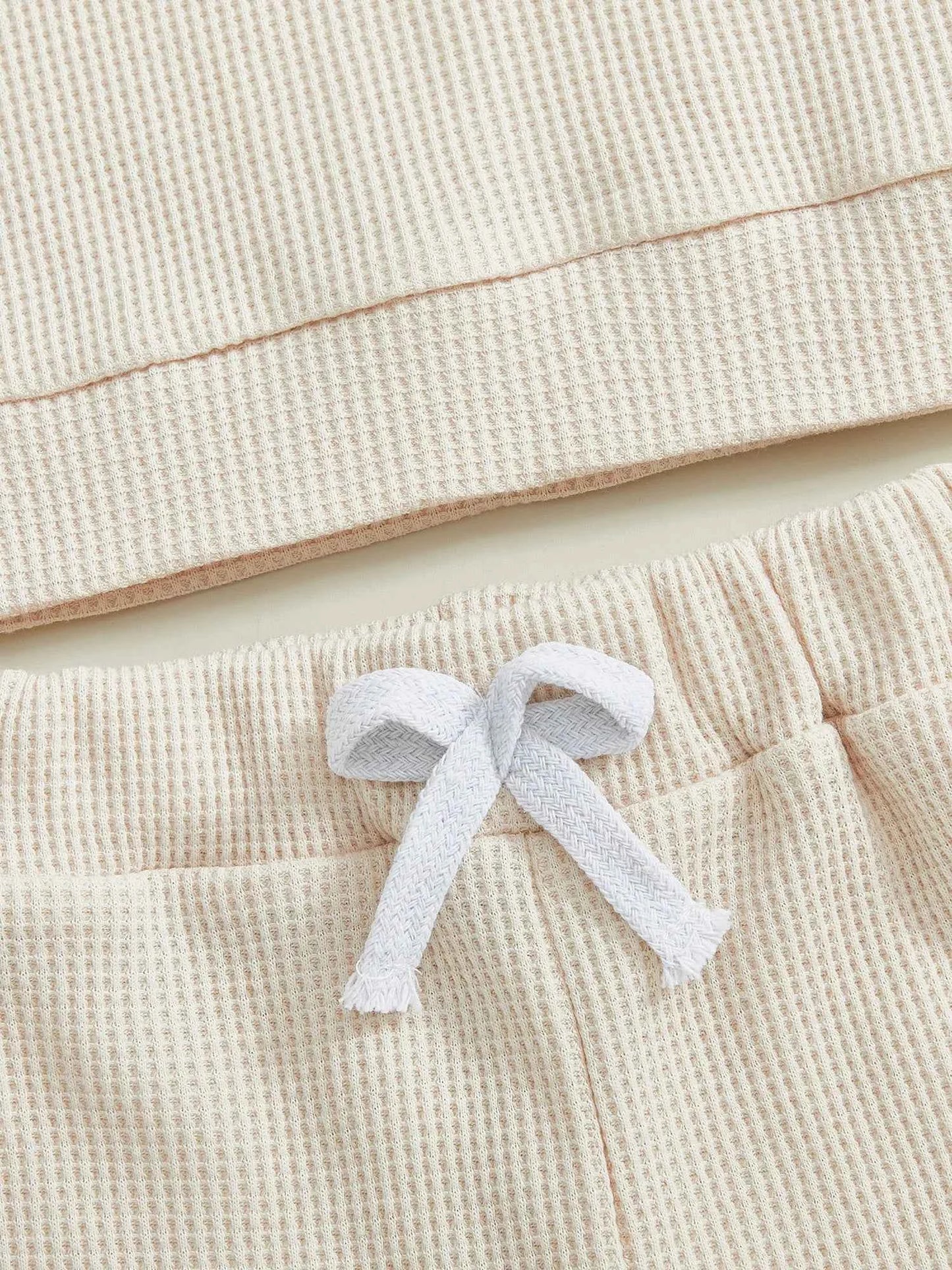 Thanksgiving Outfit – Turkey Letter Embroidery Pullover & Elastic Waist Waffle Pants  (2Pcs Set )