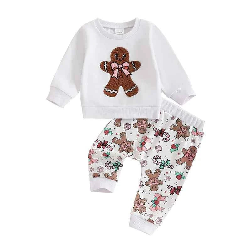 Toddler Christmas Outfit – Sweatshirt & Gingerbread Pants Set