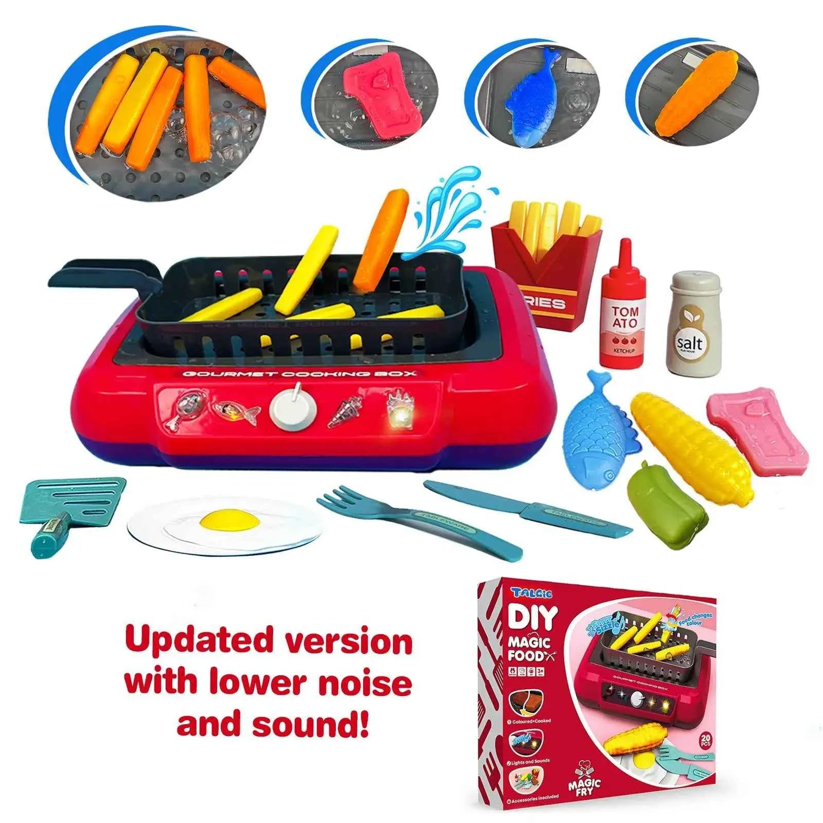 Color Changing Kids Food Fryer Pretend Play Toys for kids 3 - Gourmet Cooking Box toys