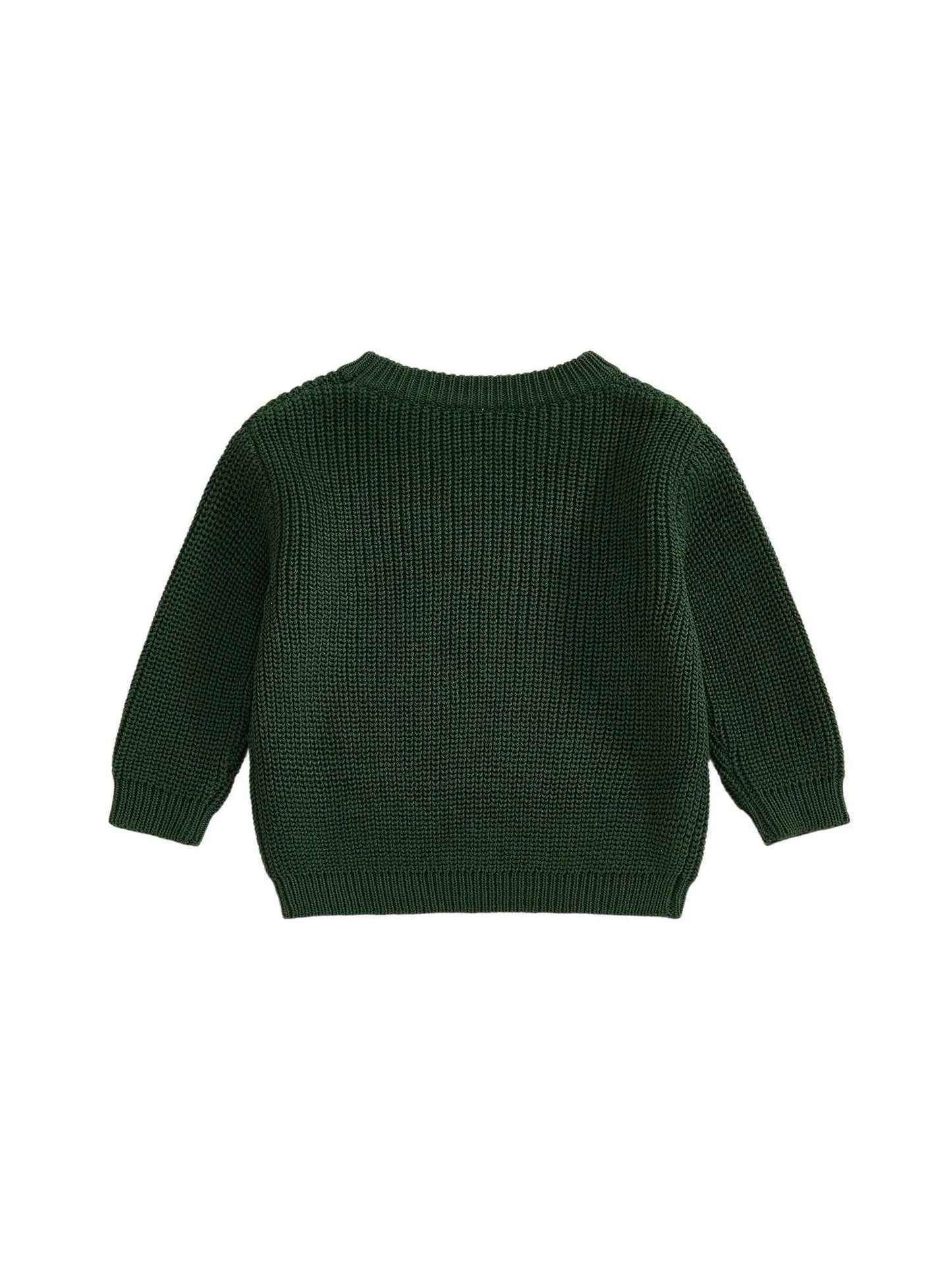 Toddler Baby Christmas Sweater – Long Sleeve Round Neck Letter & Tree Embroidered Top