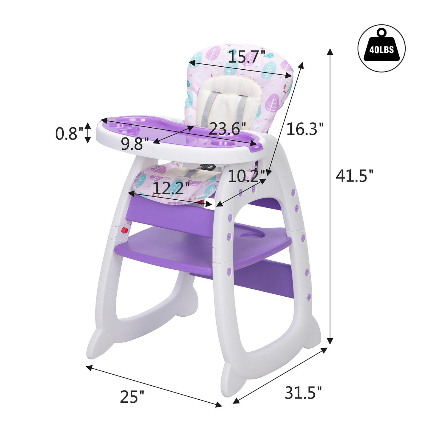 3-in-1 Convertible Baby High Chair with Booster Seat, Feeding Tray & Toddler Table Chair Set – Adjustable Backrest, Safety Belt, Easy Clean