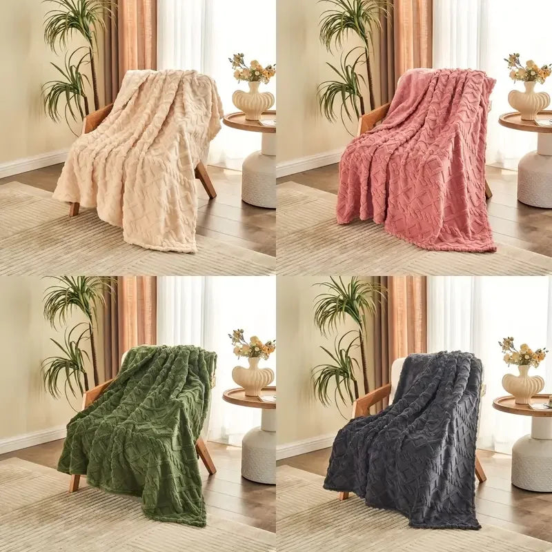 Ultra-Soft Plush Fleece Blanket – Cozy 3D Flannel Throw for Warmth