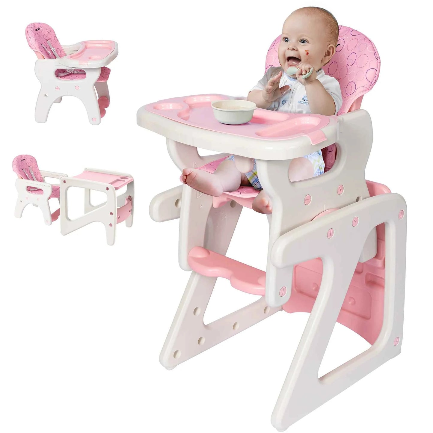 High Chair for Babies and Toddlers - 3-in-1 Adjustable Feeding Seat for 6 Months to 3 Years