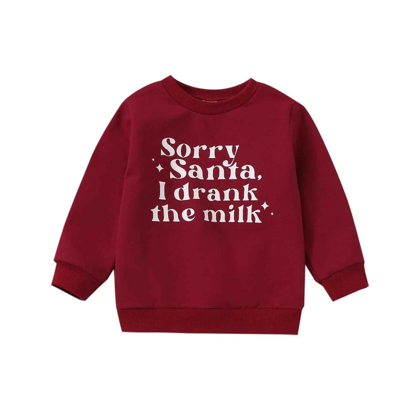 Infant Baby Long Sleeve Sweatshirt – Red 'Sorry Santa I Drank The Milk' Christmas Top