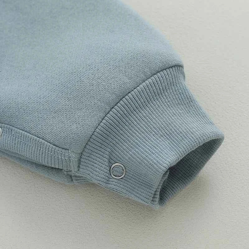 Baby Letter Embroidered "Little Dude" Jumpsuit – Long Sleeve Footless Romper (0–18M)