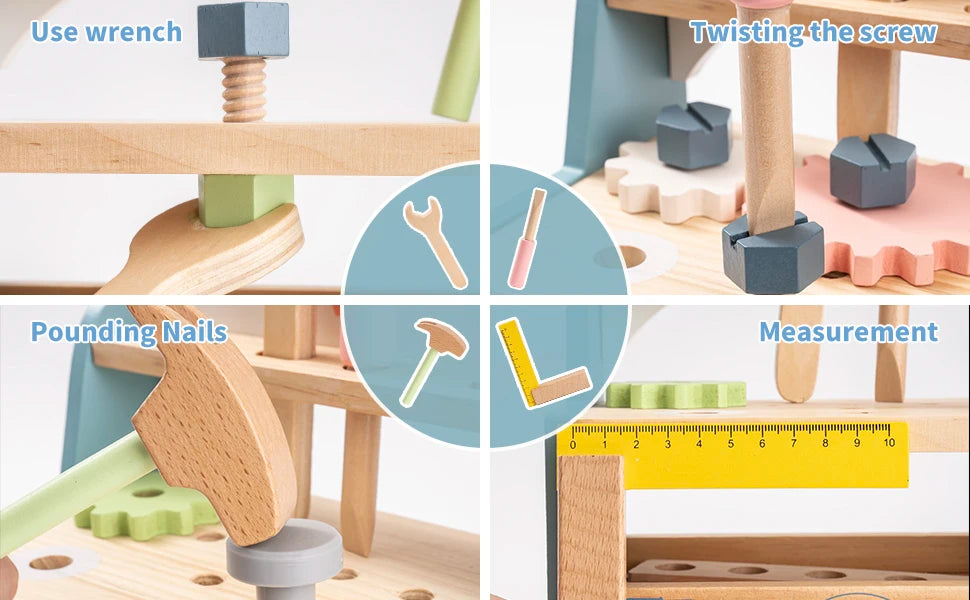 Mini Wooden Tool Bench Set – Kids’ Construction & Pretend Play Educational Toy