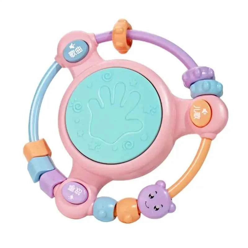 Hand Drum Beaded Rattle Shaker – Light-Up Sensory Educational Toy for Early Learning