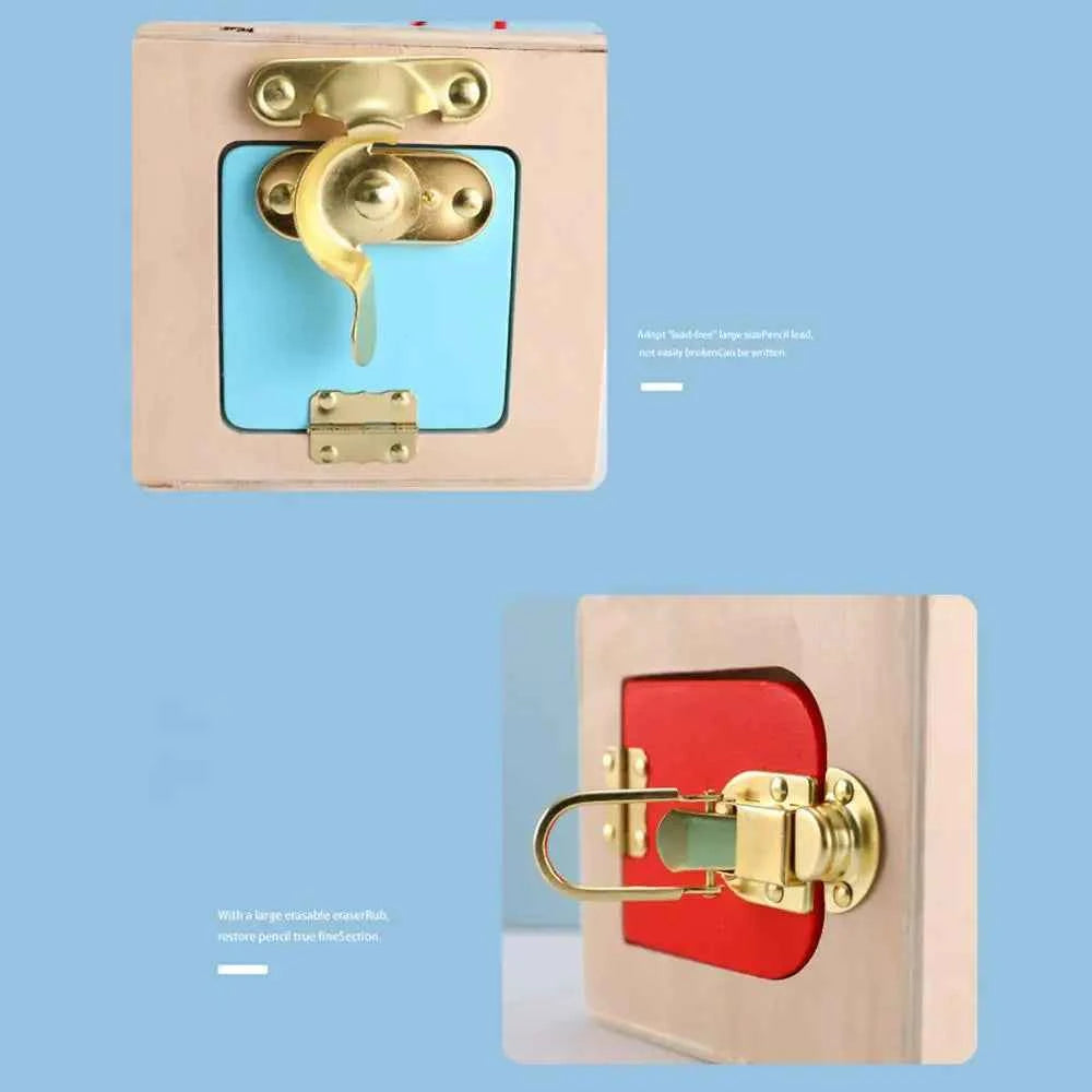 Wooden Geometry Lock Box Toy – Sensory Learning Activity Cube for Toddlers