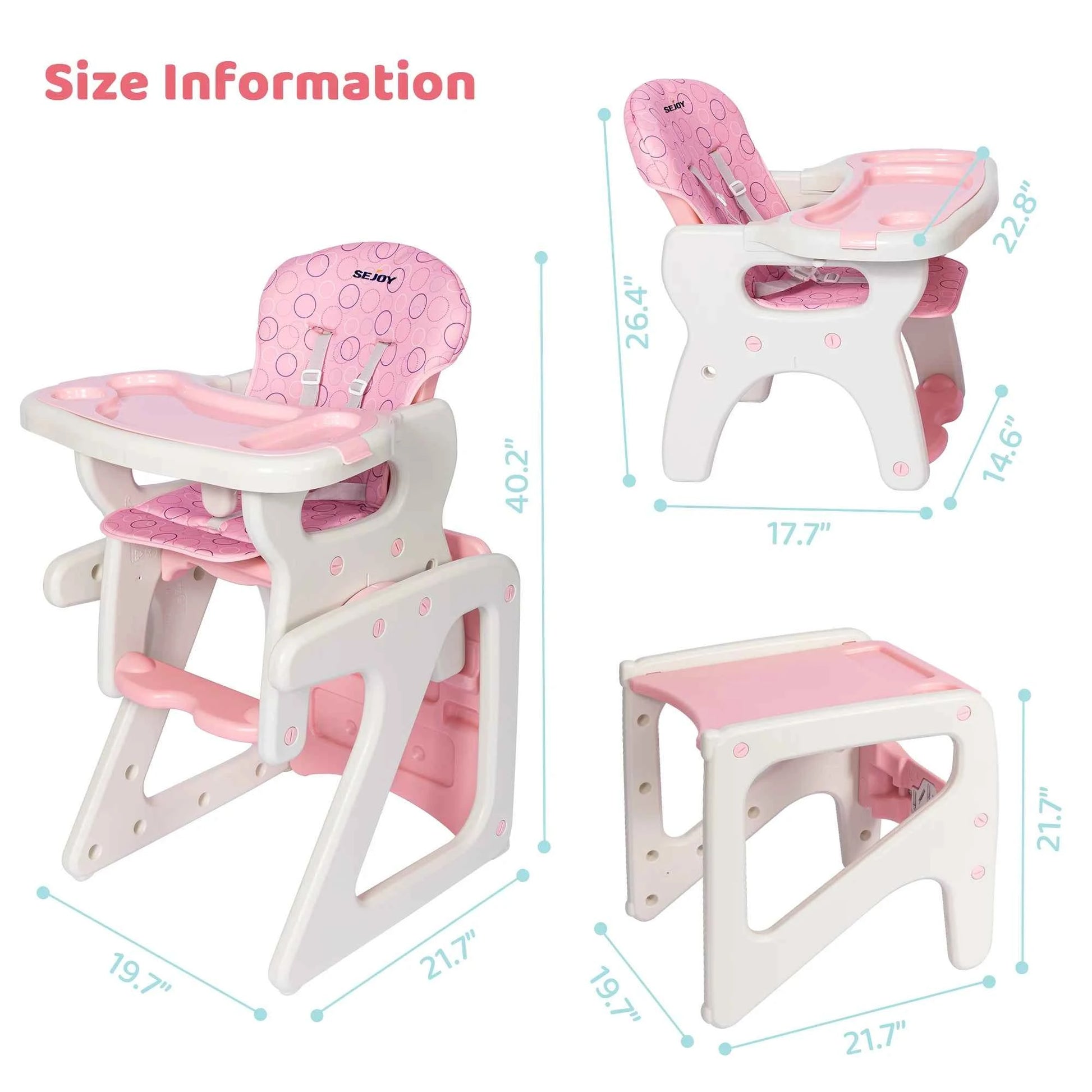 High Chair for Babies and Toddlers - 3-in-1 Adjustable Feeding Seat for 6 Months to 3 Years
