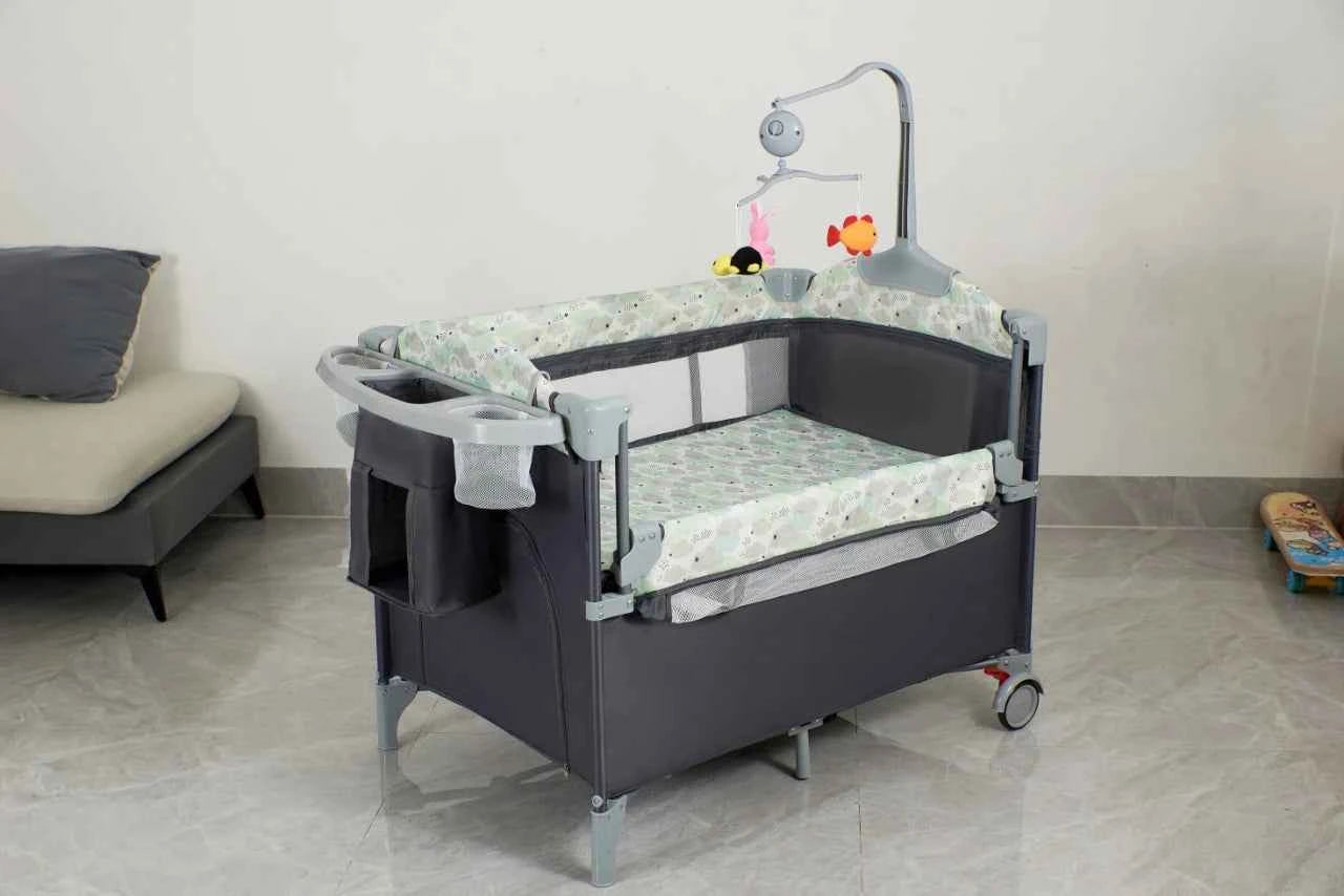 All-in-One Baby Playard Pack n Play with Bassinet & Diaper Changing Station – Portable Folding Travel Crib