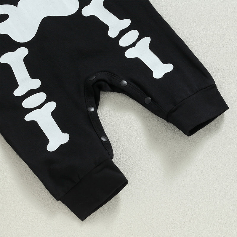 Baby Halloween Romper Outfit – Long Sleeve Pumpkin Print Jumpsuit with Hat