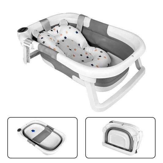 Cozy Baby Foldable Baby Bathtub with Soft Cushion & Thermometer (0-36M)
