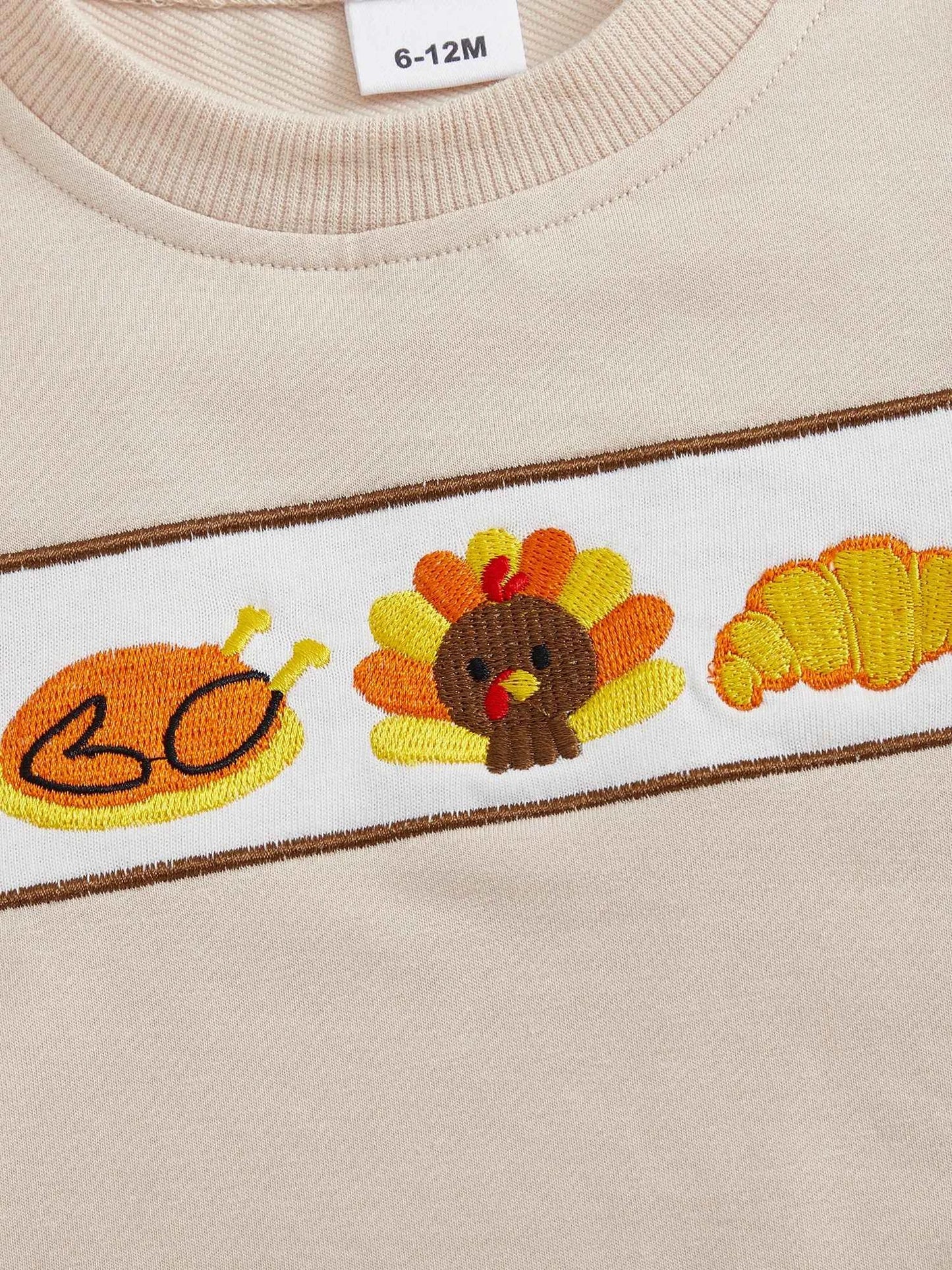 Thanksgiving Outfit – Pumpkin Turkey Sweatshirt & Plaid Elastic Waist Pants Set