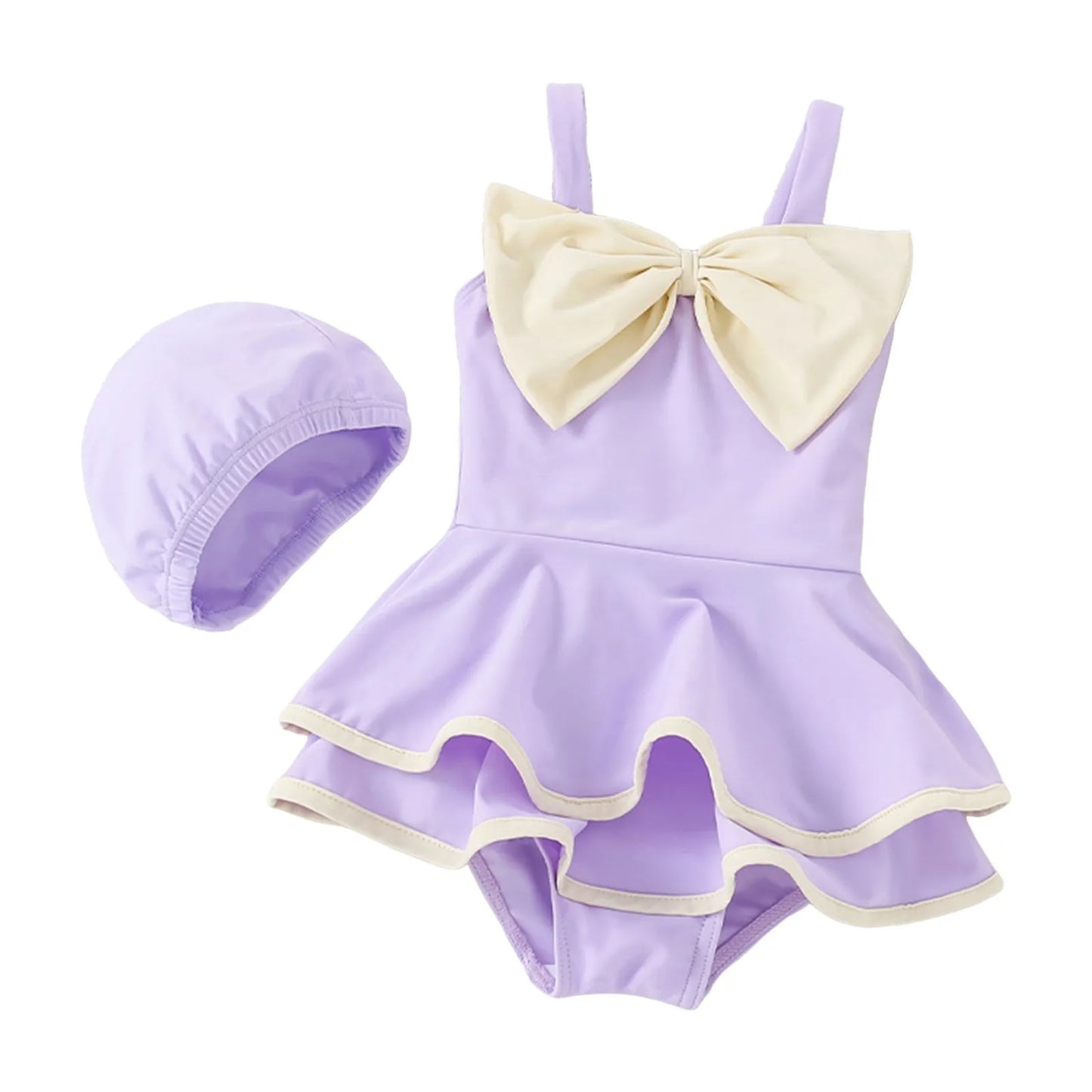 Cute Baby Girl Swimsuit Set – Toddler Bathing Suit with Hat - Haven's Heaven Boutique