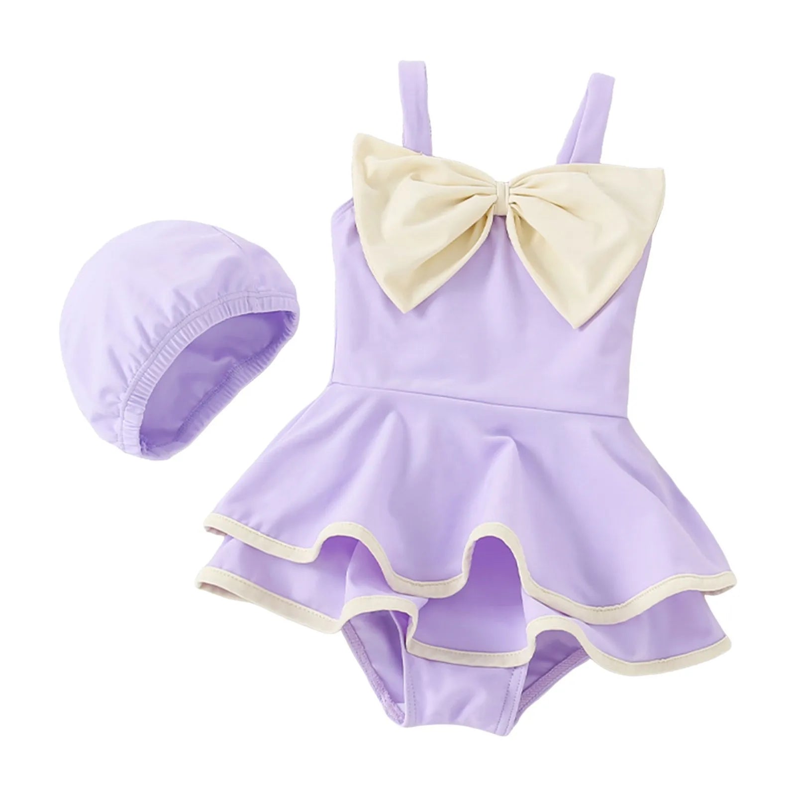 Cute Baby Girl Swimsuit Set – Toddler Bathing Suit with Hat - Haven's Heaven Boutique