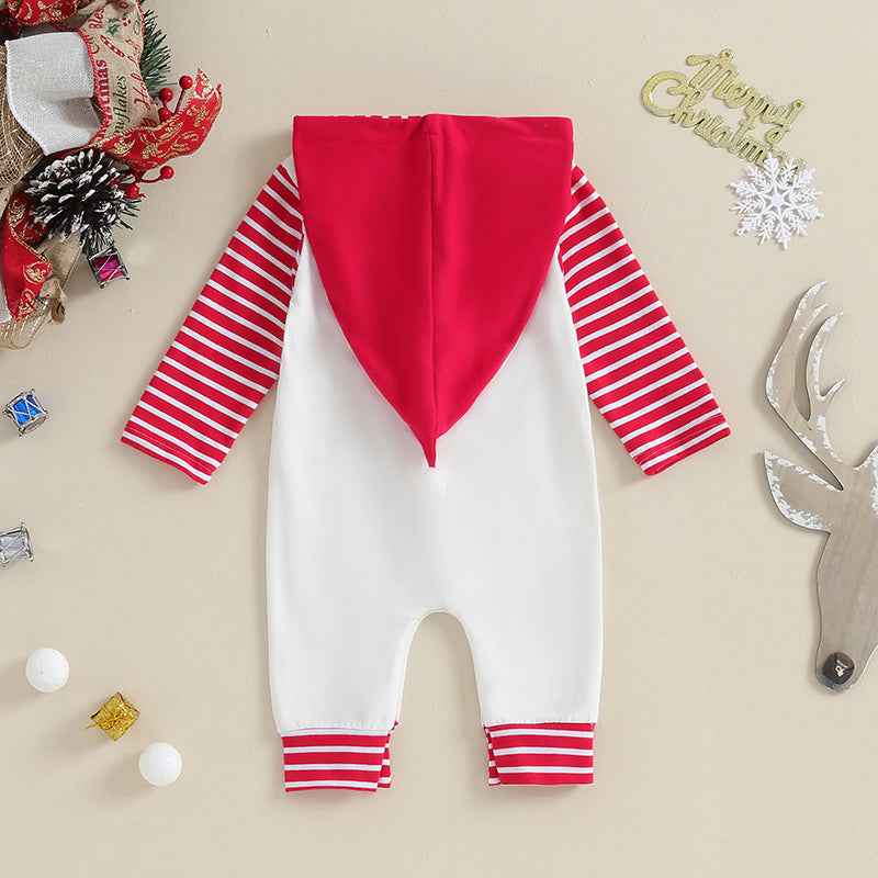 My First Christmas Romper Hoodie Jumpsuit – Baby Christmas Outfit 0-18M