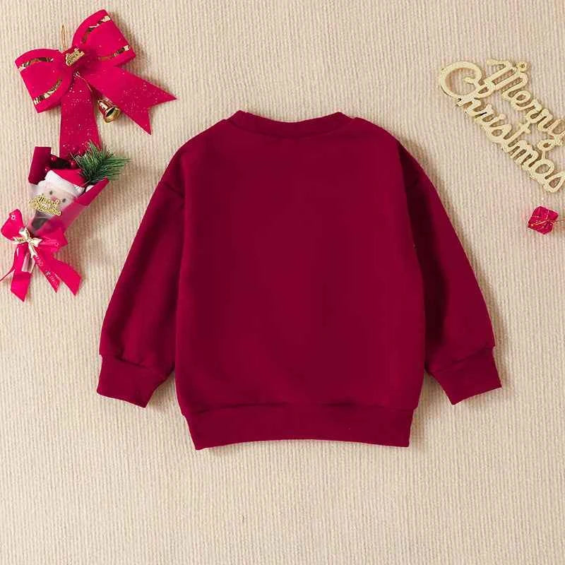 Toddler Christmas T-Shirt – Letter Print Long Sleeve Pullover Sweatshirt