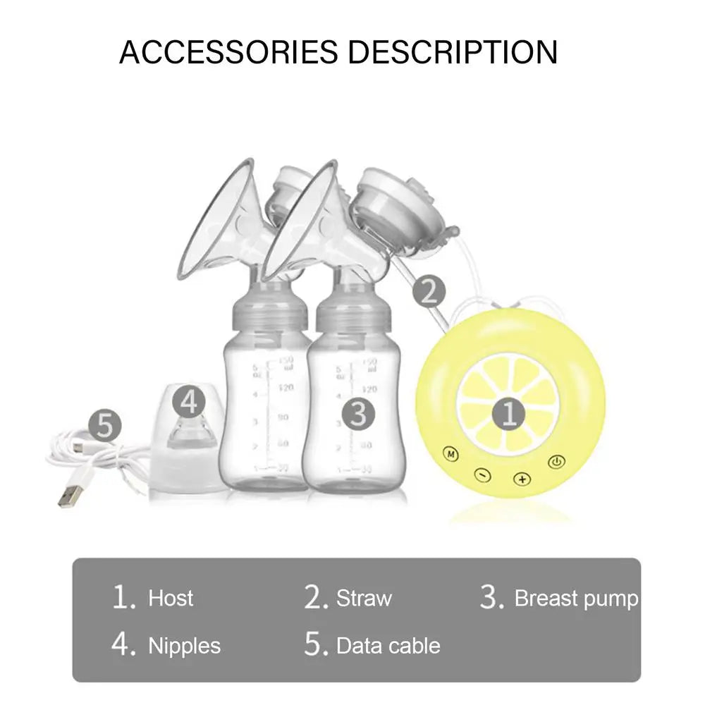 Electric Breastfeeding Pump – Portable Double Milk Extraction Pump with 2 Bottles & Multiple Modes for Home Use - Haven's Heaven Boutique