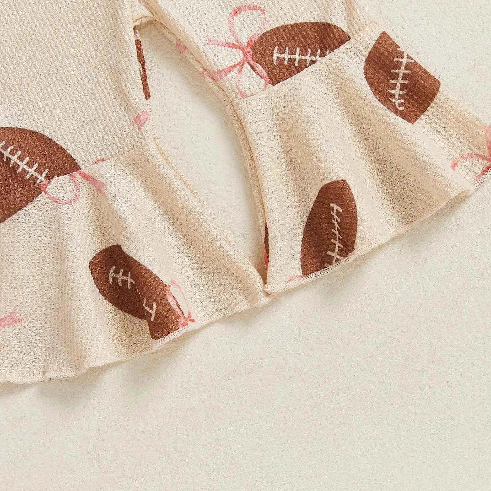 Baby Bell Bottom Jumpsuit – Sleeveless Tie-Up Strap Overalls with Letter Embroidery "Game Day" Print