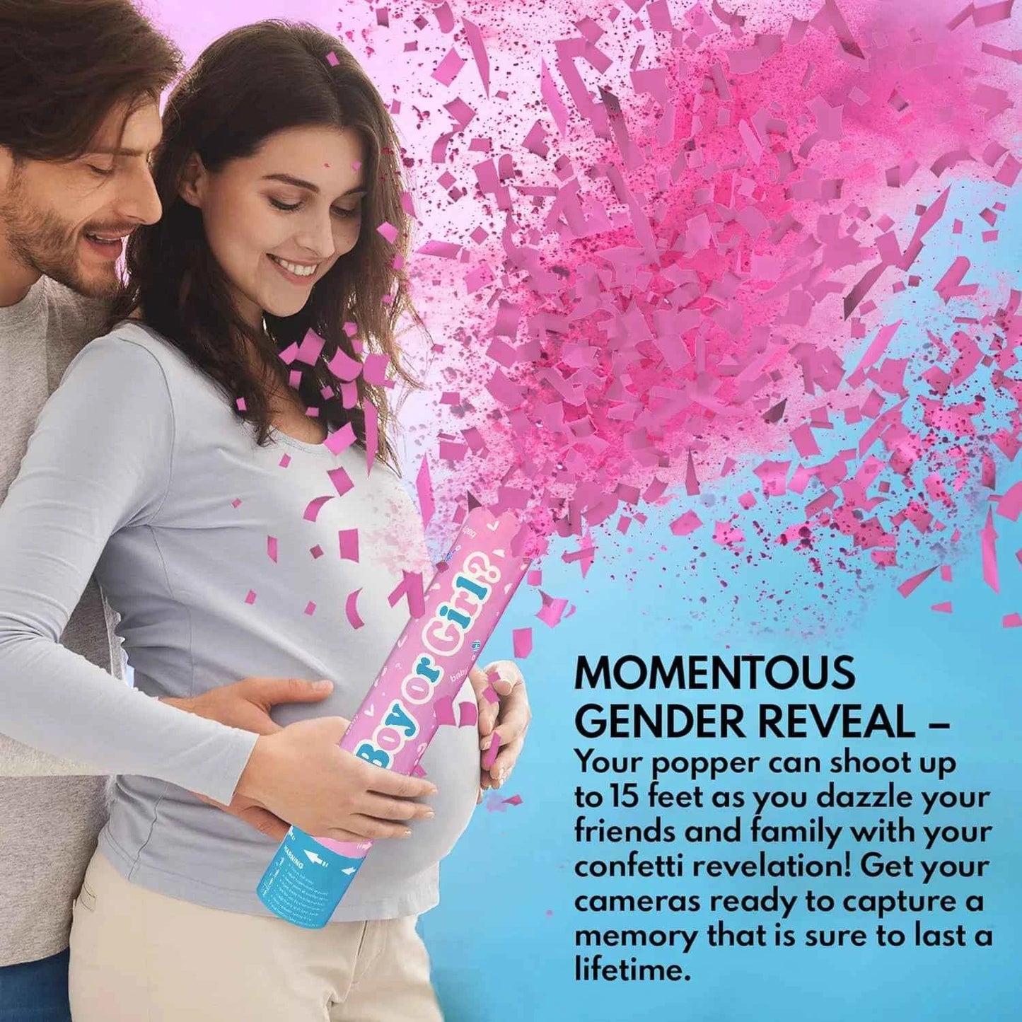 Gender Reveal Confetti & Powder Cannon Set – 4-Piece Handheld Pink or Blue Smoke Bombs Party Décor