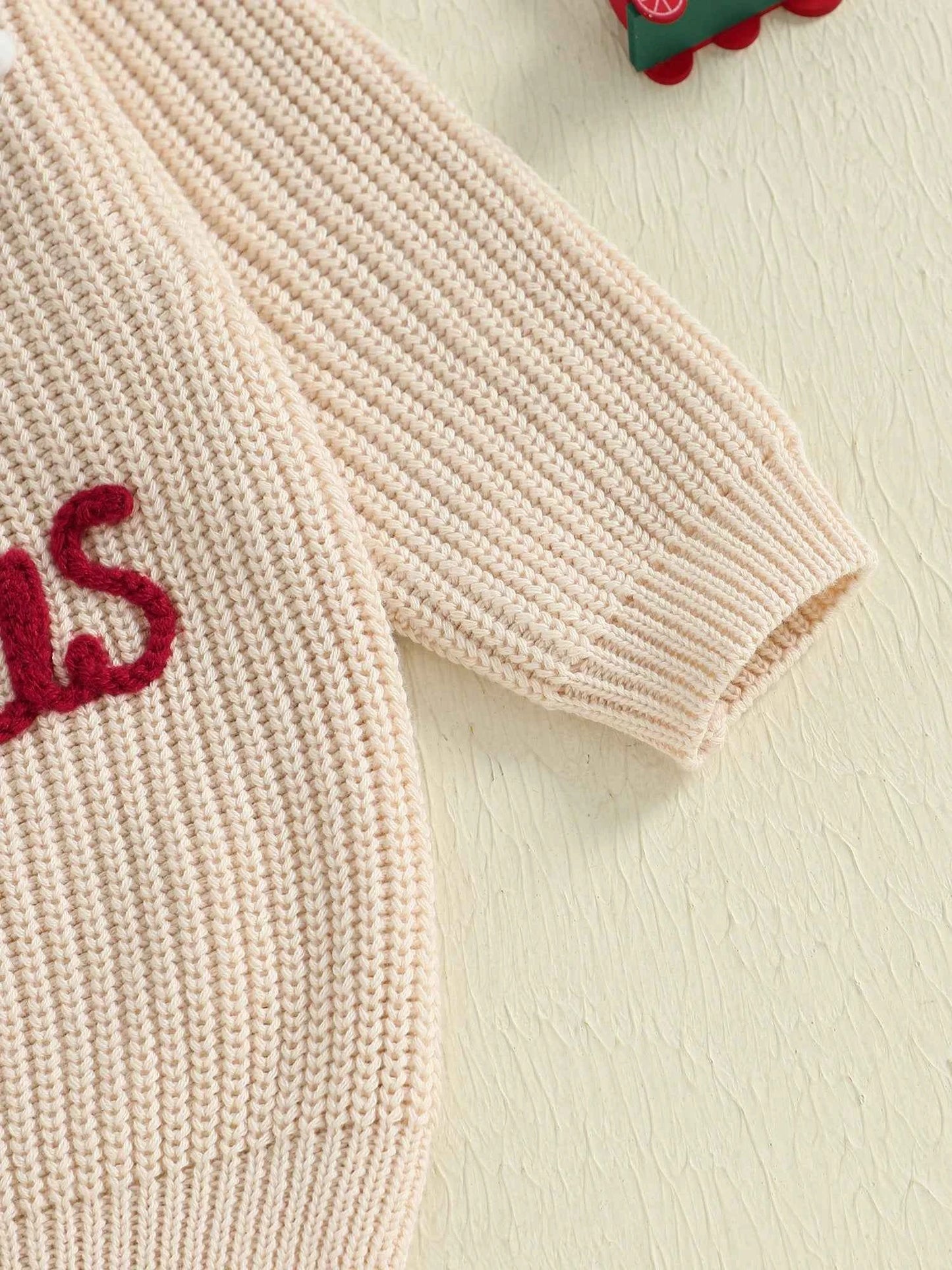 Baby Christmas Knit Sweater – Letter Embroidery Long Sleeve Pullover Top