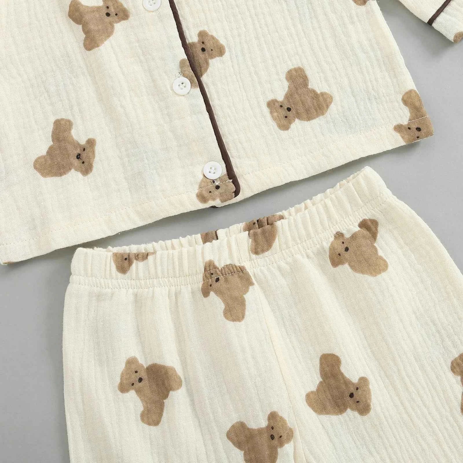 Kids Bear Pajama Set – Long Sleeve Shirt & Printed Pants